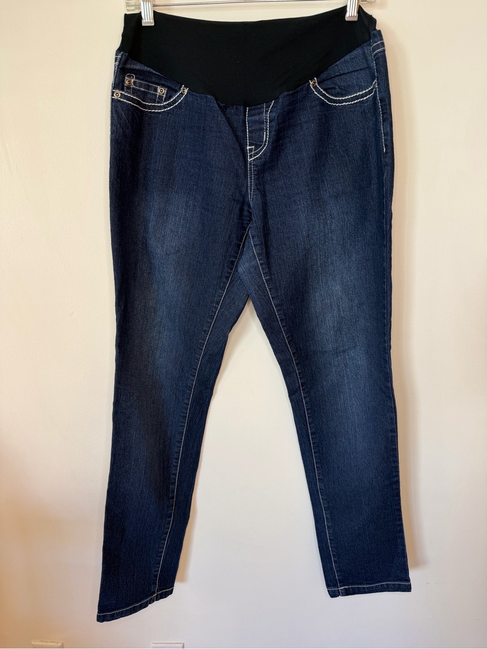 Planet Motherhood Dark Blue Maternity Jeans with Black Stretch Waistband size L